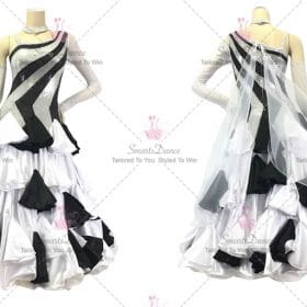 Black and White Girls Dancesport Ballroom Wear Swarovski Satin BD-SG3812