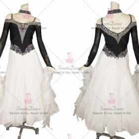 Black and White Juniors Dancer Ballroom Standard Clothes Crystal Lace BD-SG3834