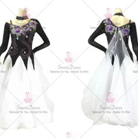 Black and White Ladies Dance Ballroom Smooth Gowns Crystal Applique BD-SG3795