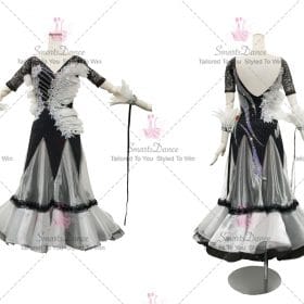 Black and White Modern Ballroom Dance Dress Satin Costumes BD-SG3449