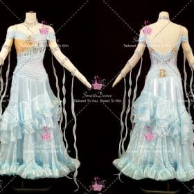 Blue And Flesh-Coloured Ballroom Standard Competitive Dancing Costumes Dance Dress Costume BD-SG4466