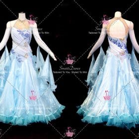 Blue And Flesh-Coloured Ballroom Standard Modern Dance Costume Formal Dance Dresses BD-SG4474