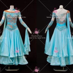 Blue And Orange Ballroom Competition Dance Costumes Performance Dance Dresses Short BD-SG4477