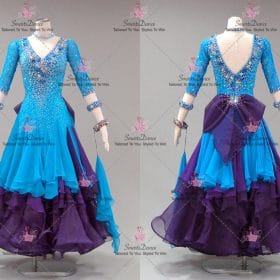 Blue And Purple Fashion Ballroom Competition Rhinestone Dance Costumes BD-SG4257