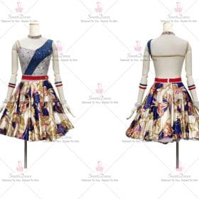 Blue And Red And White Velvet Latin Dance Dress Paso Doble Dance Clothing LD-SG2009