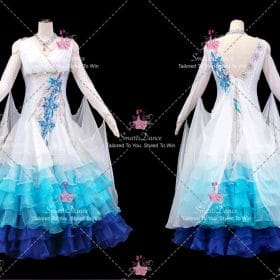 Blue And White Ballroom Dancing Costumes Teen Dance Dresses BD-SG4480