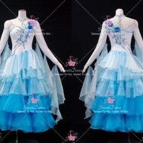 Blue And White Ballroom Smooth Custom Dance Costumes Dresses For Dancing BD-SG4495