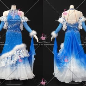 Blue And White Ballroom Standard Dance Dresses For Juniors Ballroom Dancing Dress BD-SG4522