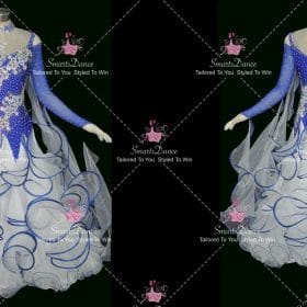 Blue And White Bespoke Waltz Dance Dresses For Juniors Ballroom Dancing Dress BD-SG4586