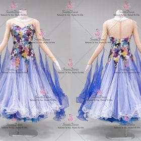 Blue And White Harmony Ballroom Costumes For Dance BD-SG4284