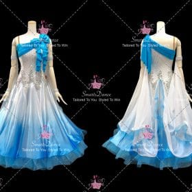 Blue And White Viennese Waltz Custom Dance Costumes Dresses For Dancing BD-SG4527
