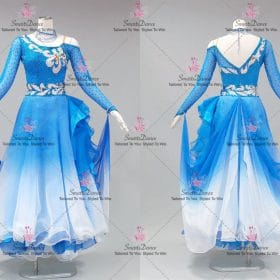 Blue And White Wedding Ballroom Standard Dance Costumes Competition BD-SG4310