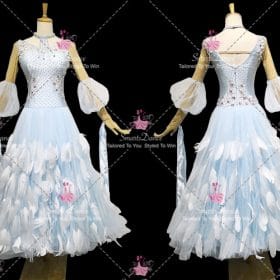 Blue Applique Crystal Dance Dress Costumes Contemporary Dance Dress BD-SG4429