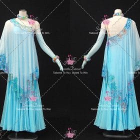 Blue Applique Rhinestones Competition Dance Costume Praise Dance Dresses BD-SG4439