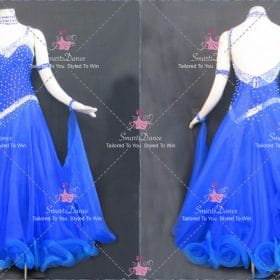 Blue Applique Rhinestones Dance Competition Costume Dancing Dress BD-SG4409