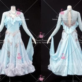 Blue Ballroom Competition Rhinestone Dance Costumes Ballroom Dance Dress BD-SG4513