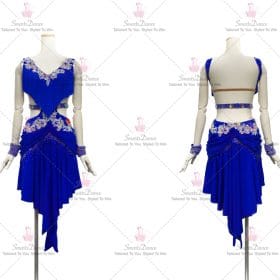 Blue Beads Latin Dance Dress Bachata Dancesport Skirt LD-SG2006