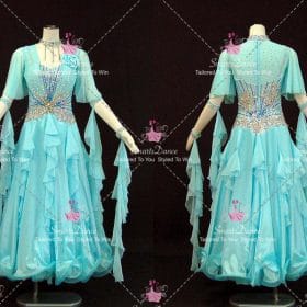 Blue Chiffon Crystal Dance Performance Costumes Middle School Dance Dresses BD-SG4447