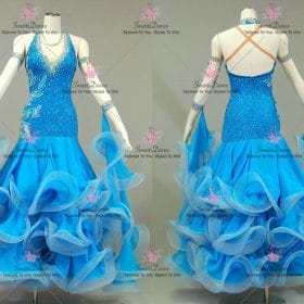 Blue Dancing Dress Dance Competition Costume Ballroom Competition Gowns BD-SG4377