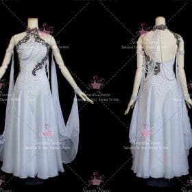 Blue Formal Ballroom Dance Dress Flower Wear BD-SG3408