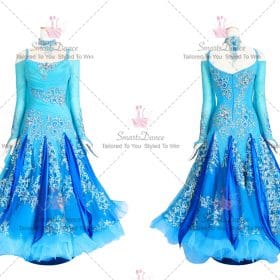 Blue Formal Ballroom Dance Dress Satin Clothes BD-SG3444