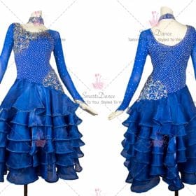 Blue Girls Dance Ballroom Standard Gowns Swarovski Applique BD-SG3830