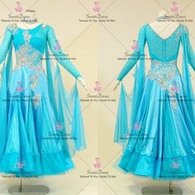 Blue Hand-Tailored Rhinestone Dance Costumes Wear BD-SG4161