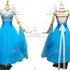 Blue Juvenile Dance Ballroom Smooth Outfits Swarovski Applique BD-SG3815