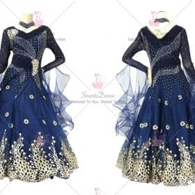 Blue Juvenile Dancing Ballroom Smooth Wear Swarovski Flower BD-SG3791