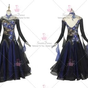 Blue Juvenile Practice Ballroom Smooth Clothing Swarovski Chiffon BD-SG3803