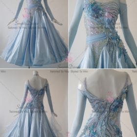 Blue Juvenile Swarovski Satin Ballroom Costumes Swing BD-SG3737