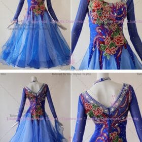 Blue Ladies Crystal Lace Ballroom Costumes Waltz BD-SG3729