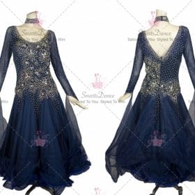 Blue Ladies Dancing Ballroom Smooth Clothing Crystal Flower BD-SG3831