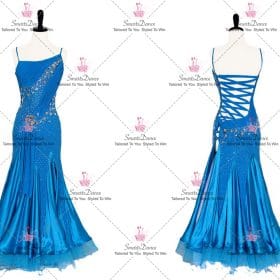 Blue Rhinestone Dance Costumes Ballroom Dancing Dress BD-SG4015