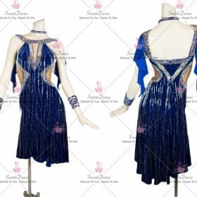 Blue Satin Fashion Latin Dance Costumes Merengue Clothing LD-SG2328