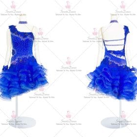 Blue Sequin Latin Dance Dress Bachata Dancing Skirt LD-SG2020