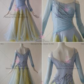 Blue and Yellow Girls Swarovski Applique Ballroom Costumes Performance BD-SG3740