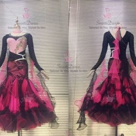 Cheap Black and Pink Ladies Ballroom Dance Dress Costumes BD-SG3505