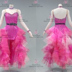 Contemporary Pink Lace Latin Dance Dresses Bachata Dancesport Skirt LD-SG2231