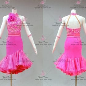 Contemporary Pink Satin Latin Dance Wear Merengue Dance Gowns LD-SG2219