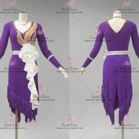Contemporary Purple And White Applique Latin Dance Outfits Rhythm Practice Costumes LD-SG2207