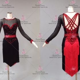 Design Black And Red Flower Latin Dance Costumes Rumba Dancer Gowns LD-SG2198