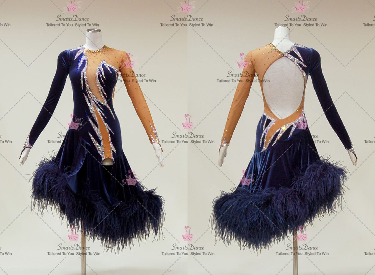 Design Black Applique Latin Dance Outfits Salsa Practice Wear LD-SG2222