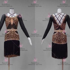 Elegant Animal And Black Lace Latin Dance Dresses Samba Dancesport Outfits LD-SG2211