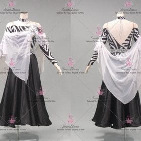 Elegant Black And White Satin Latin Dance Wear Mambo Dance Clothing LD-SG2199