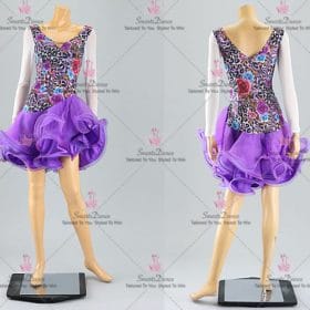 Fashion Animal And Purple Applique Latin Dance Outfits Samba Practice Outfits LD-SG2197