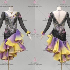 Female Black And Fade Latin Dancing Dress Latin Gown Tango Swing Dance Dresses LD-SG2291