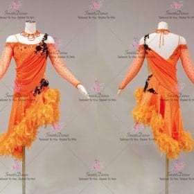 Female Black And Orange Latin Dancing Dress Latin Gown Jive Bolero Dance Costumes LD-SG2273