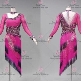 Formal Black And Pink Flower Latin Dance Costumes Bachata Dancer Skirt LD-SG2203