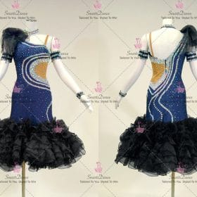 Girls Black And Blue Latin Dancing Dress Latin Gown Mambo Chacha Dance Clothes LD-SG2265